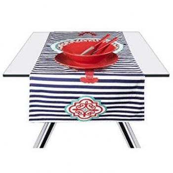 Excelsa Boston - Camino de Mesa, 100% algodón, Rojo y Azul, 45 x 140 cm