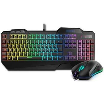 Krom KRUSHER - NXKROMKRSHRSP - Combo Gaming Teclado + Raton - Teclado Semi-Mecánico Retroiluminado, Ratón con Sensor Optico 6400 DPI LED 6 colores