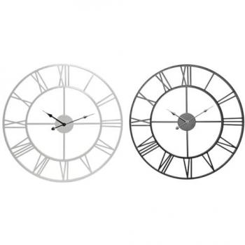 Reloj de Pared Home Esprit Blanco y Negro de Metal 60 x 3 x 60 cm (Paquete de 2 Unidades)