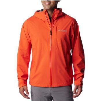 Columbia - Chaqueta impermeable de hombre Ampli-Dry™ II, color rojo, talla XL, con capucha y diseño shell en naranja