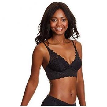 Maidenform Pure Comfort Lightly Lined Convertible Lace Bralette Black 38B Women's