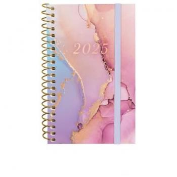 Finocam - Agenda Espiral Design Collection 2025 Goldy, Semana Vista Horizontal, Enero 2025 - Diciembre 2025 (12 meses), Español, Multicolor, E3-79x127 mm