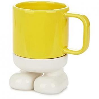 Taza Cerámica Divertida Mr. Standy 330 ml Color Amarillo con Plato