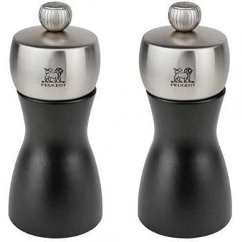 Peugeot Fidji Duo Salt & Pepper Mill Set 12cm, Wood, Matt Black, 5.2x5.2x12 cm