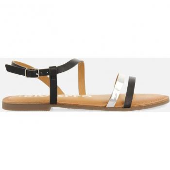 Sandalias planas de piel metalizadas para mujer con cierre ajustable con hebilla