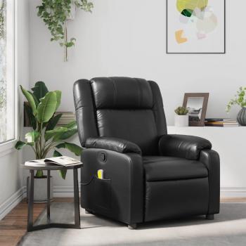 Sillón de masaje reclinable de cuero sintético en color negro, crema y gris - Sillón cómodo para dormitorio, silla relax, sofá