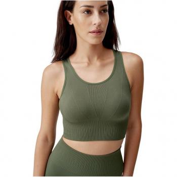 Top de mujer Laia Dark Olive Born Living Yoga - 100% algodón orgánico, diseño sin mangas, ajuste cómodo, color verde oliva oscuro