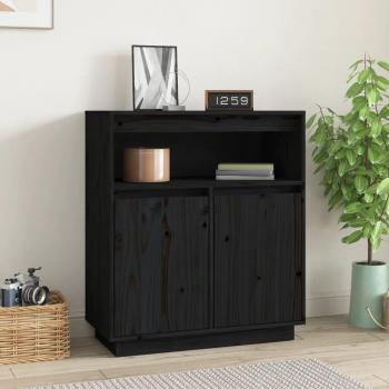 Aparador negro de madera maciza de pino 70x34x80 cm