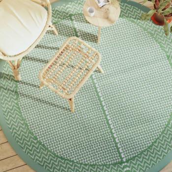 Alfombra de exterior PP Ø200 cm color verde con patrón de hojas, vidaXL