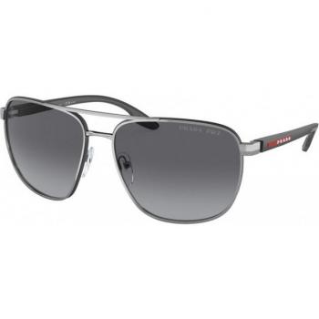 Prada Linea Rossa PS50YS Polarized Men's Sunglasses Silver 62mm Grey Pilot Style 5AV06G