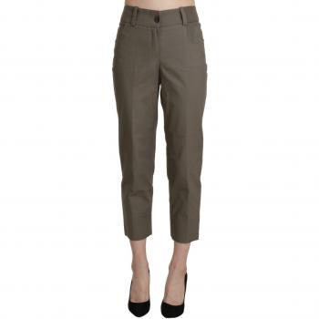 BENCIVENGA Gray High Waist Cropped Dress Trouser Pants - IT46|XL, Cropped Trousers, female, Gray, Size: L Logo-Detailed High Waist Cropped Pants
