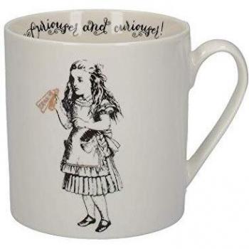 V&A Alicia en el país de las maravillas - Juego de taza en caja de regalo, porcelana, Oro blanco y negro, 350 ML