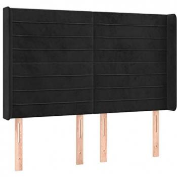 Cabecero de Cama con LED y Terciopelo Negro 147x16x118/128 cm
