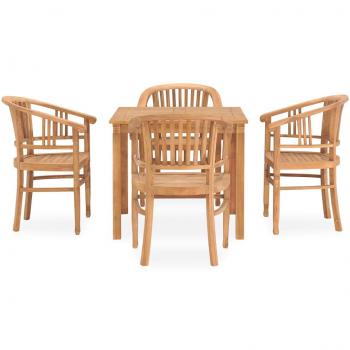 Set de almuerzo de jardín 5 piezas de teca de madera maciza