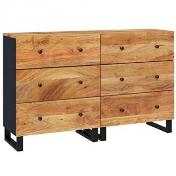 Aparador 2 uds madera maciza de acacia 60x33x75 cm