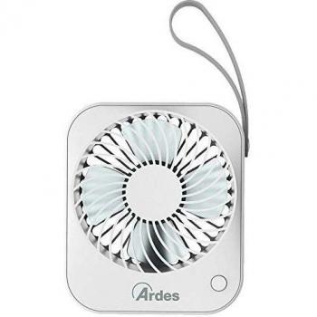 Ardes AR5F03BT Tauro Mini ventilador portátil a batería con toma USB, asa Eco piel, inclinación ajustable, ventilador personal 4 aspas diámetro 10 cm