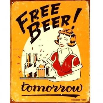 Free Beer tomorrow FREI BIER Made in USA 1290 Cartel de chapa