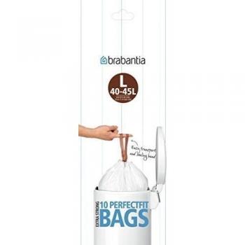 Brabantia 371547 - Bolsas de basura, 45 l, tipo L, 10 unidades, color blanco