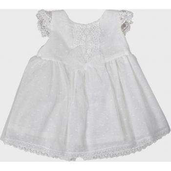 Vestido sin mangas con efecto vuelo de bebé niña en color crudo de algodón