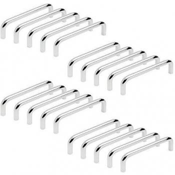Emuca 9163311 Tirador para mueble Ø8mm, CC 96mm, Acero, Cromado, Lote de 20