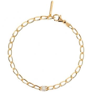 Pulsera de Plata con Baño de Oro y Circonitas Blancas con Letra U de PDPAOLA