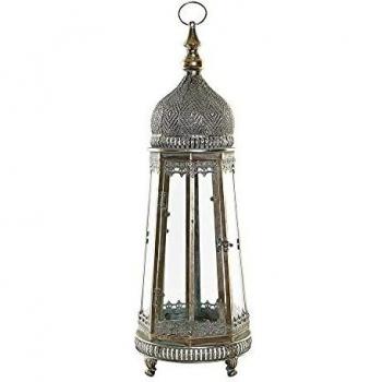 Farol de Metal y Cristal Dorado DKD Home Decor (25 x 25 x 71 cm)