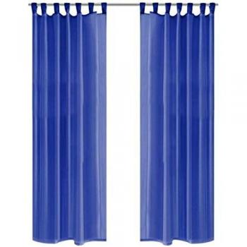 vidaXL Cortinas Gasa/Tul 2 Piezas 140x175cm Azul Real Cenefa Decoración Hogar