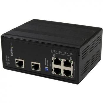 StarTech.com 6 Port Unmanaged Industrial Gigabit Ethernet Switch w/ 4 PoE+ Ports & Voltage Regulation - DIN Rail/Wall Mountable PoE Switch