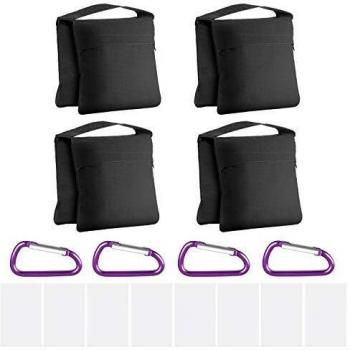 Neewer 4-Pack Bolsas de Arena de Alta Resistencia con Diseño de Alforja para Fotografía Video Soporte de Estudio Patio Trasero, Bolsa de PP Transparente y Clips Incluidos