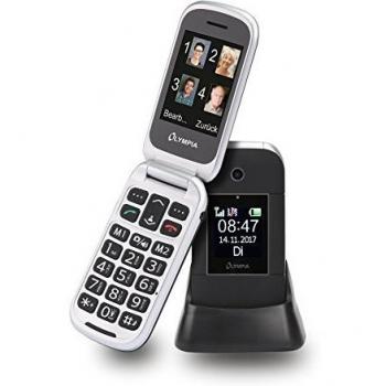 Teléfono Móvil Olympia Janus - Táctil, Pantalla de 2.4, Gran Teclado, Bluetooth, Batería de 800 mAh, Cámara Trasera, Soporte microSD, Ideal para Personas Mayores