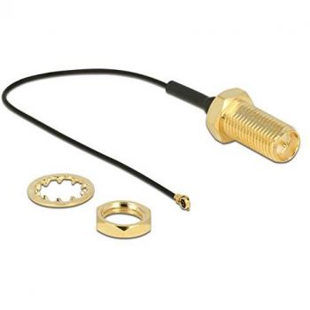 Cable coaxial de antena 0,1 m RP-SMA hembra a MHF IV macho, negro, 50 Ω