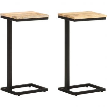 vidaXL Side Tables 2 pcs 31.5x24.5x64.5 cm Rough Mango Wood