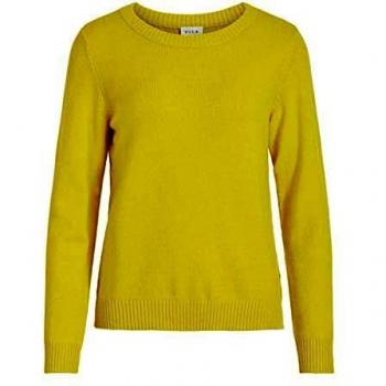 Vila VIRIL O-Neck L/S Knit Top-FAV Suter Pulver, Celery, XS para Mujer