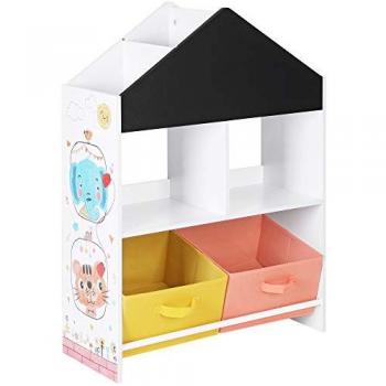 Estantería Infantil para Juguetes y Libros con Cajas y Estantes - Ideal para Habitación Infantil y Sala de Juegos, Blanco, Negro, Naranja y Amarillo