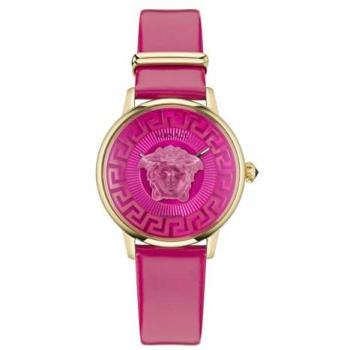 Versace Medusa Alchemy Swiss Made Quartz Women's Watch with Sapphire Glass and Luminous Hands in Pink Gold Leather