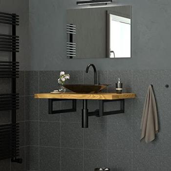 Juego de 2 Soportes de Pared Flotantes de Acero Negro 450 x 150 mm para Estante, Lavabo y Muebles