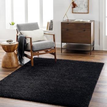 Alfombra Shaggy Moderna Unicolor Negro 200 x 275 cm, Altura 31 mm, Suave y Peluda