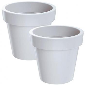 Juego de 2 Macetas de Plástico Lofly Blancas 24,5 x 24,5 x 22,5 cm
