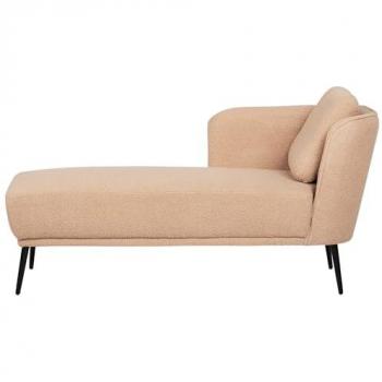 Chaise Longue Retro de Bouclé Beige con Cojín Lado Derecho Artheze