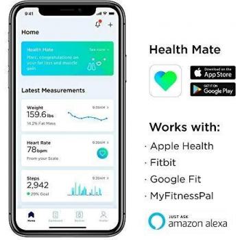 Withings Body Cardio Báscula inteligente con conexión Wi-Fi, composición corporal, frecuencia cardíaca, IMC, masa muscular, grasa y porcentaje de agua corporal, aplicación móvil por Bluetooth o Wi-Fi