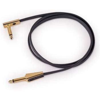 Rockboard Gold Series Flat Looper/Switcher 1M Cable - Cable de conmutador plano, longitud de 1 metro, color negro con carcasas de conector doradas