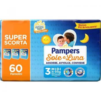 Pañales Pampers Sole Luna Trio Midi 60 Piezas (4-9 kg)