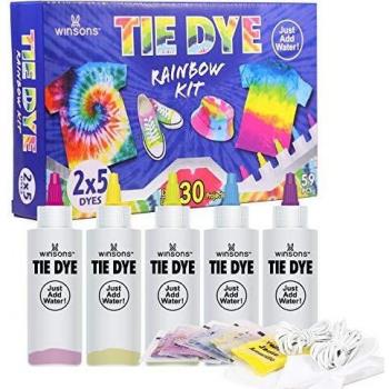 WINSONS Tie Dye Kit, 5 Colores de Tinte de Tela Permanente no tóxico Set de Arte para niños Mujeres para la Fiesta casera Actividades de Grupo Creativas Regalo de Bricolaje
