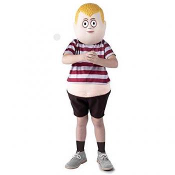 Disfraz de Pugsley Addams para niños (talla 10-12 años) - incluye pantalón, camiseta con barriga y máscara