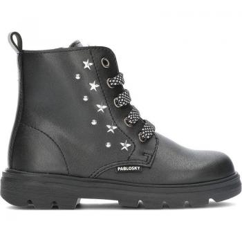 Botas de niña Pablosky Stars Sostenibles 426015 - Negro con cordones y cremallera