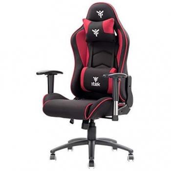 Silla Gaming Itel PLAYCOM FM20 - Asiento Acolchado, Doble Cojín, Reposabrazos 2D, Color Negro/Rojo