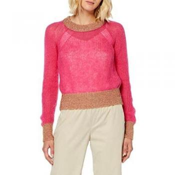 Pinko Quaggiu Maglia Costa Inglese M Camiseta de Manga Larga, Rosa