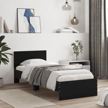 Cabecero cama 90x200 cm en madera multicapa negra con estructura de ingeniería