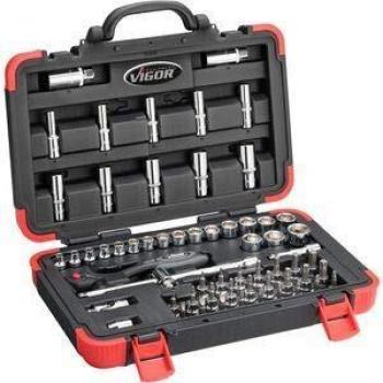 Set de llaves de vaso VIGOR V2305N con múltiples perfiles y medidas