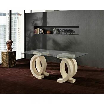 Mesa Fija Olimpia (180x100 - Transparente) en Vidrio Templado Beige